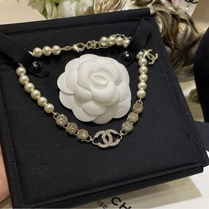 Chanel Pearl Necklace with CC Pendant